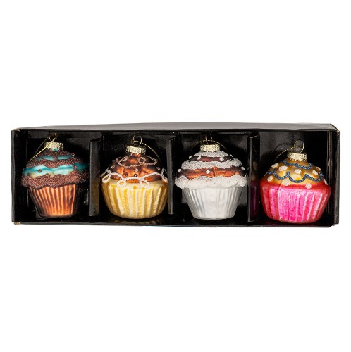 ΣΕΤ 4 ΠΟΛΥΧΡΩΜΟ ΓΥΑΛΙΝΟ ΚΡΕΜΑΣΤΟ ΣΤΟΛΙΔΙ CUPCAKE Φ6,5ΕΚ