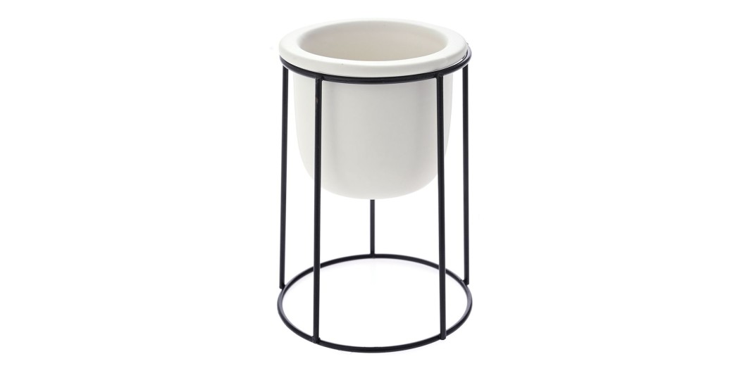 ΛΕΥΚΟ ΚΕΡΑΜΙΚΟ ΚΑΣΠΩ 10,5Χ10,5Χ14,5ΕΚ ΣΕ ΜΑΥΡΗ ΜΕΤΑΛΛΙΚΗ ΒΑΣΗ