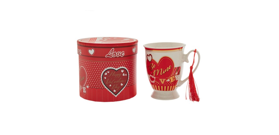 ΛΕΥΚΗ-ΚΟΚΚΙΝΗ ΚΕΡΑΜΙΚΗ ΚΟΥΠΑ ΣΕ ΣΧΗΜΑ ΚΑΡΔΙΑΣ ΣΕ ΣΤΡΟΓΓΥΛΟ ΚΟΥΤΙ ΔΩΡΟΥ Φ13Χ12ΕΚ