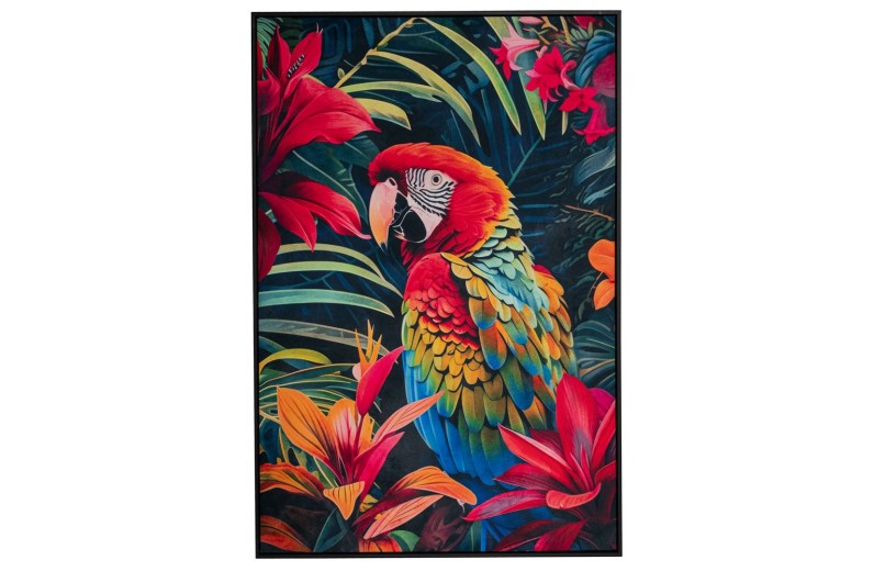 COLORFUL PARROT ΠΙΝΑΚΑΣ 83Χ123ΕΚ ΜΕ ΜΑΥΡΗ ΚΟΡΝΙΖΑ ΣΕ ΤΥΠΩΜΕΝΟ ΚΑΜΒΑ