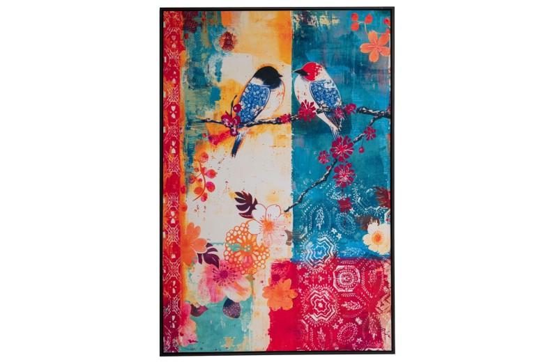 COLORFUL BIRDS ΠΙΝΑΚΑΣ 83Χ123 ΕΚ ΜΕ ΜΑΥΡΗ ΚΟΡΝΙΖΑ ΣΕ ΤΥΠΩΜΕΝΟ ΒΕΛΟΥΤΕ ΚΑΜΒΑ