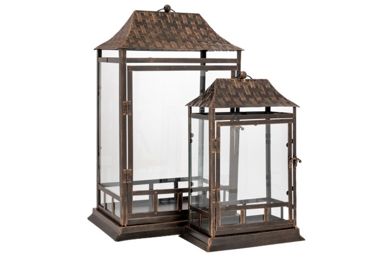 ΣΕΤ 2 ΜΑΥΡΟ ΜΕΤΑΛΛΙΚΟ ΦΑΝΑΡΙ 33Χ23,5Χ53  24,5Χ15Χ37,5ΕΚ