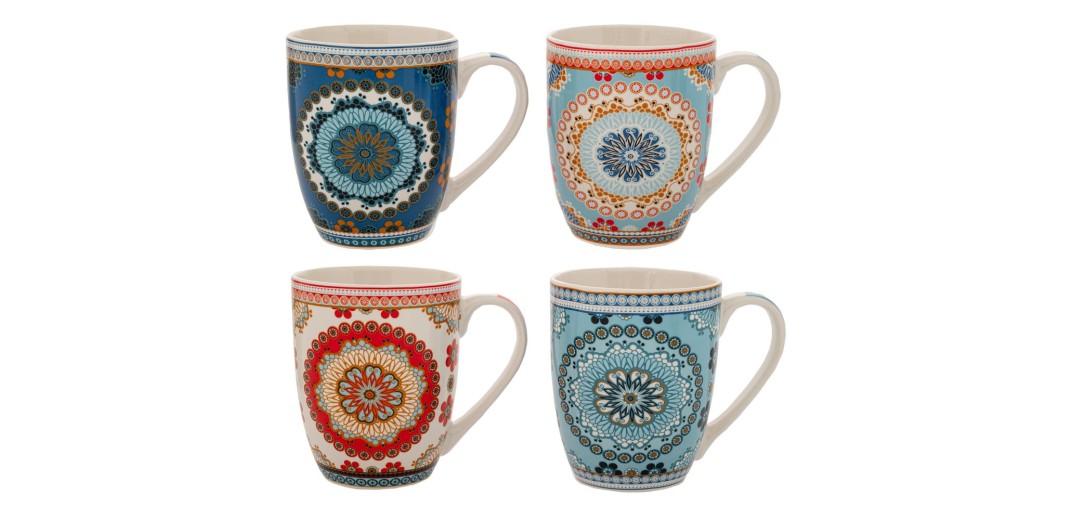 ΠΟΛΥΧΡΩΜΗ ΚΕΡΑΜΙΚΗ ΚΟΥΠΑ ΜΕ ΣΧΕΔΙΑ ΛΟΥΛΟΥΔΙΑ 360ML 4 ΣΧΕΔΙΑ