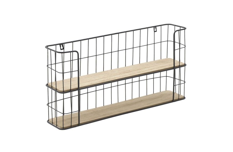 CLICK ΡΑΦΙΕΡΑ ΤΟΙΧΟΥ ΜΕΤΑΛΛΙΚΗ/ΞΥΛΙΝΗ ΜΑΥΡΗ/NATURAL 66X14X33 - 14cm x 33cm x 66cm