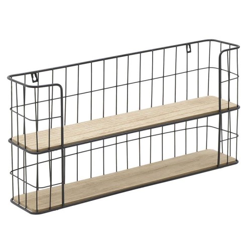 CLICK ΡΑΦΙΕΡΑ ΤΟΙΧΟΥ ΜΕΤΑΛΛΙΚΗ/ΞΥΛΙΝΗ ΜΑΥΡΗ/NATURAL 66X14X33 - 14cm x 33cm x 66cm