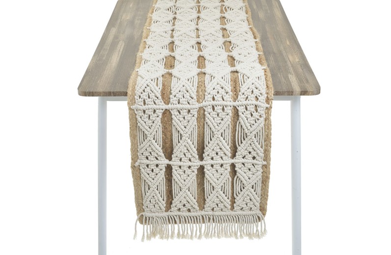 INART ΤΡΑΒΕΡΣΑ ΨΑΘΙΝΗ/ΜΑΚΡΑΜΕ ΕΚΡΟΥ/NATURAL 40Χ175, - 175cm x 1cm x 40cm