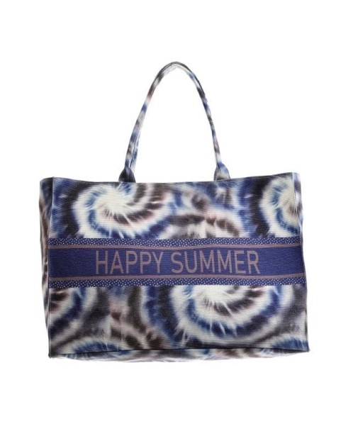 BLE ΤΣΑΝΤΑ ΥΦΑΣΜΑΤΙΝΗ ΜΠΛΕ TIE DYE ''HAPPY SUMMER'' 45X15X32/55 - 15cm x 32cm x 45cm