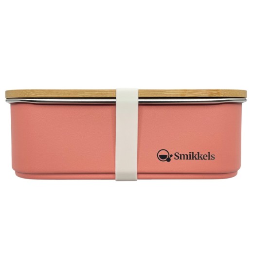 Lunch Box Με Καπάκι Από Bamboo 900ml Ροζ - Smikkels