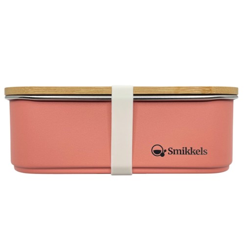 Lunch Box Με Καπάκι Από Bamboo 900ml Ροζ - Smikkels