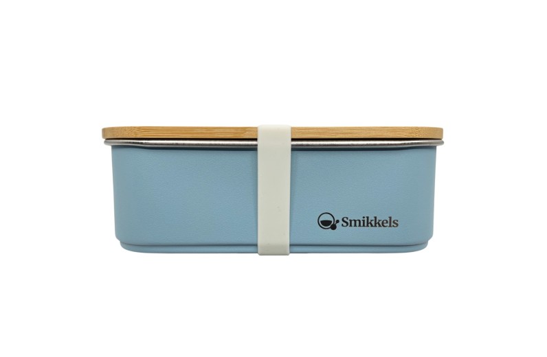 Lunch Box Με Καπάκι Από Bamboo 900ml Μπλε - Smikkels