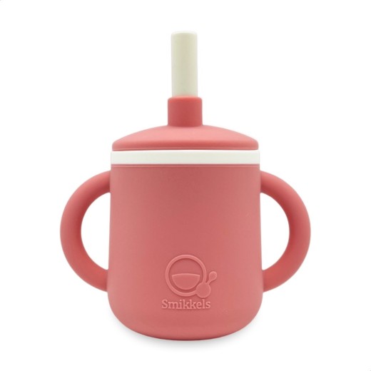 Εκπαιδευτικό Ποτηράκι Με Χερούλια Σιλικόνης - Ροζ - Smikkels