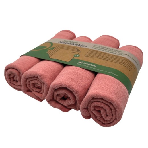 Πανάκια Σετ 4 Τεμ. Διπλής Όψης Οργανικό Βαμβάκι-Μουσελίνα/ Φόρτε - Ροζ - Smikkels