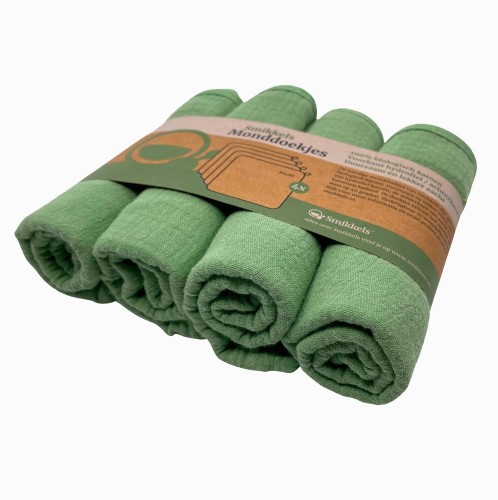Πανάκια Σετ 4 Τεμ. Διπλής Όψης Οργανικό Βαμβάκι-Μουσελίνα/ Φόρτε - Πράσινο - Smikkels