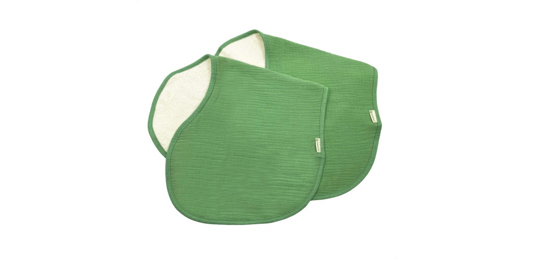 Λαβέτες Ώμου Σετ 2 Τεμ. Διπλής Όψης - Οργανικό Βαμβάκι-Μουσελίνα/ φόρτε - Πράσινο - Smikkels