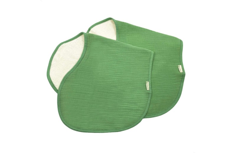 Λαβέτες Ώμου Σετ 2 Τεμ. Διπλής Όψης - Οργανικό Βαμβάκι-Μουσελίνα/ φόρτε - Πράσινο - Smikkels