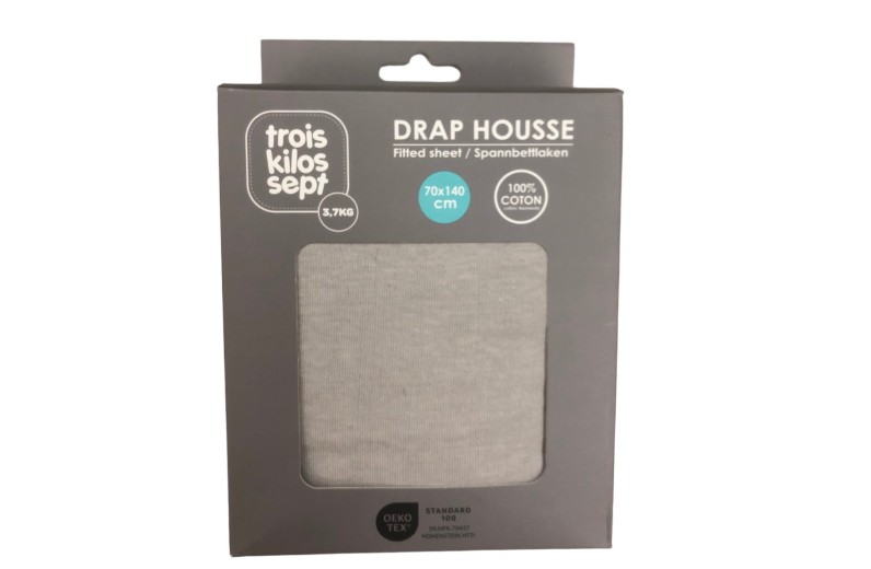 Κατωσέντονο με Λάστιχο Μακώ Jersey Γκρι 70x140cm Trois Kilos Sept