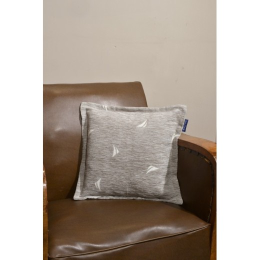 Μαξιλαροθήκη Διακοσμητική 43x43 Σενίλ Γκρι Logo