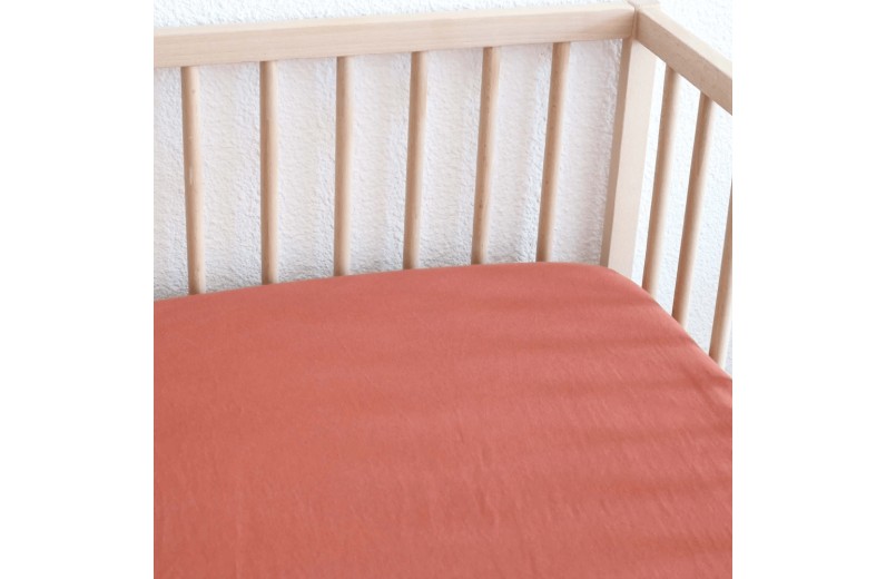 Κατωσέντονο Με Λάστιχο Μακώ Jersey Τερακότα 70x140cm Trois Kilos Sept