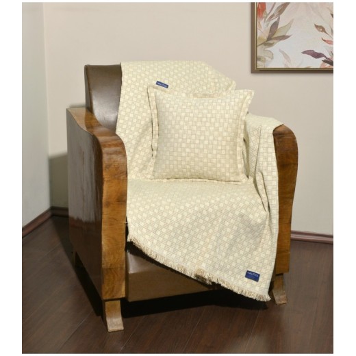 Ριχτάρι Μονοθέσιο 170x180 Σενίλ Εκρου Καρρώ