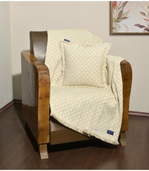 Ριχτάρι Μονοθέσιο 170x180 Σενίλ Εκρου Καρρώ