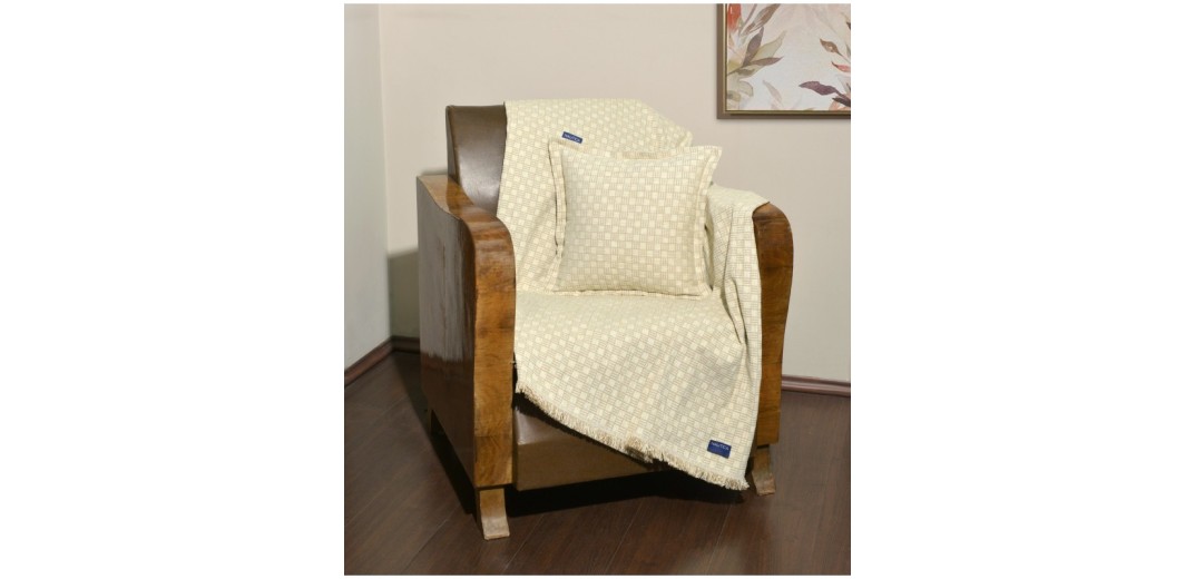 Ριχτάρι Διθέσιο 180χ250 Σενίλ Εκρού Καρρώ