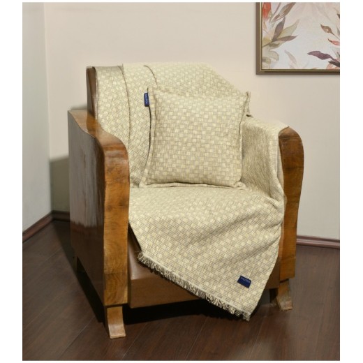 Ριχτάρι Μονοθέσιο 170x180 Σενίλ Μπεζ Καρρώ