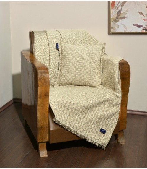 Ριχτάρι Μονοθέσιο 170x180 Σενίλ Μπεζ Καρρώ