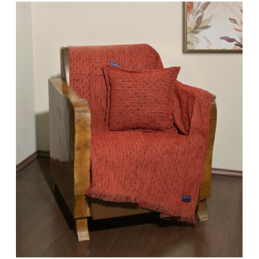 Ριχτάρι Μονοθέσιο 170x180 Σενίλ Κόκκινο Καρρώ