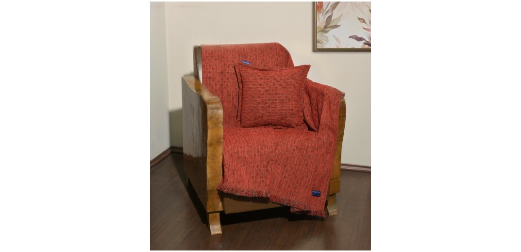 Ριχτάρι Τριθέσιο 180x300 Σενίλ Κόκκινο Καρρώ