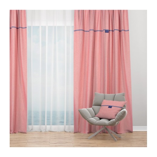 Ραμμένο Φύλλο Κουρτίνας με Τρέσα 145x270 cm Κόκκινο