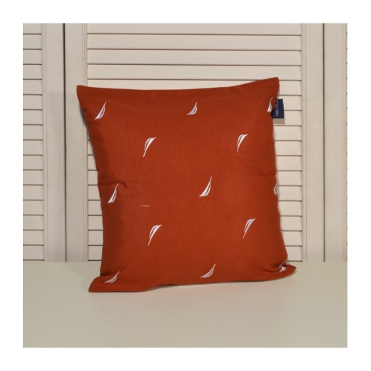 Μαξιλαροθήκη Διακοσμητική Λονέτα Κεντητή Κεραμιδί με Λευκό Κέντημα Des. 221 Κόκκινο