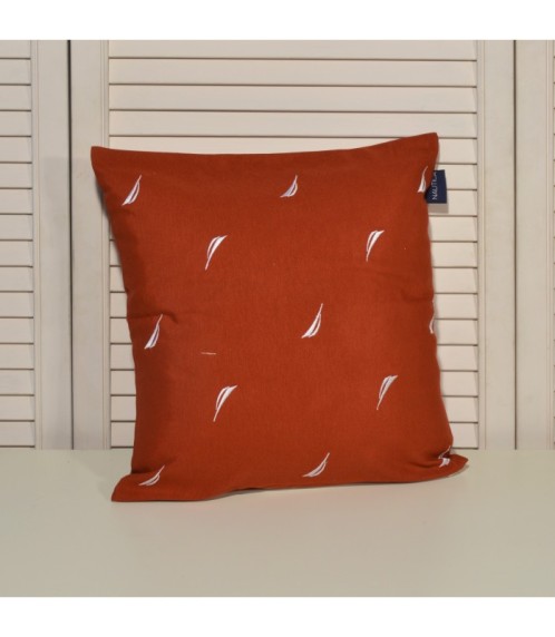 Μαξιλαροθήκη Διακοσμητική Λονέτα Κεντητή Κεραμιδί με Λευκό Κέντημα Des. 221 Κόκκινο