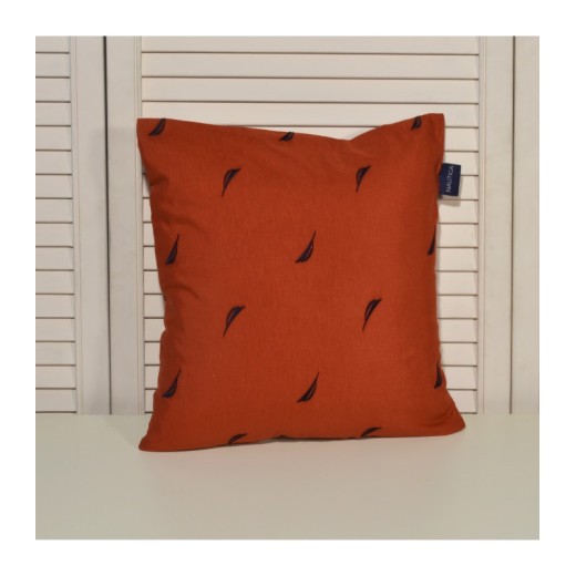 Μαξιλαροθήκη Διακοσμητική Λονέτα Κεντητή Des. 224 Κεραμιδί με Μπλε Κέντημα