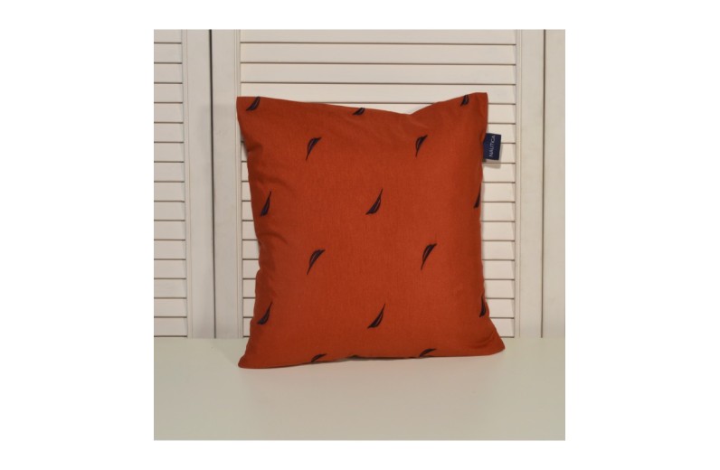 Μαξιλαροθήκη Διακοσμητική Λονέτα Κεντητή Des. 224 Κεραμιδί με Μπλε Κέντημα