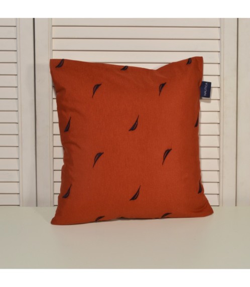 Μαξιλαροθήκη Διακοσμητική Λονέτα Κεντητή Des. 224 Κεραμιδί με Μπλε Κέντημα