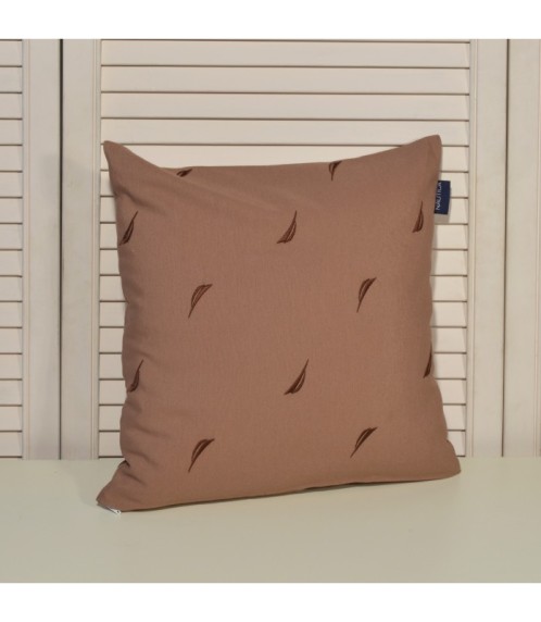 Μαξιλαροθήκη Διακοσμητική Λονέτα Κεντητή Des. 225 Καφέ με Καφέ Σκούρο Κέντημα