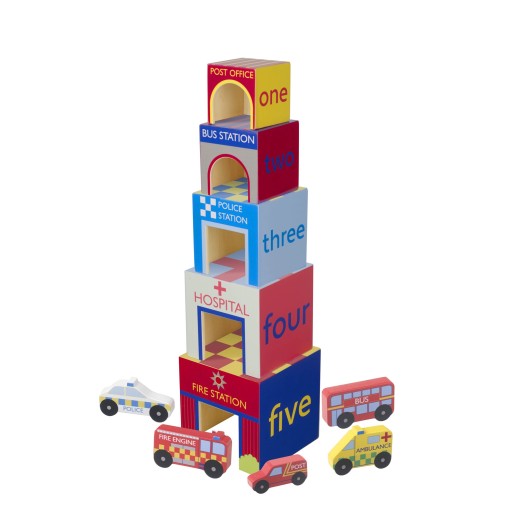 Κυβοι Στοίβαξης Αυτοκίνητα της Πόλης - Orange Tree Toys