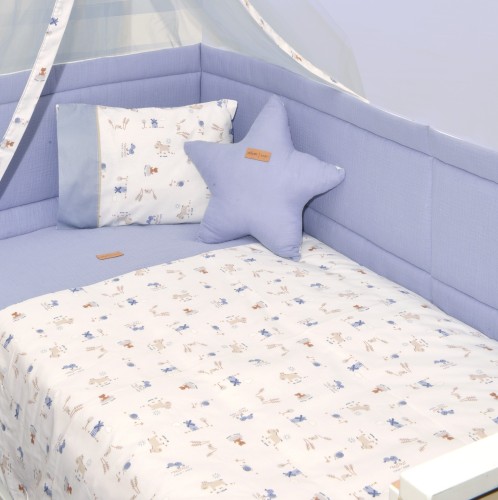 Πάπλωμα Εκρού & Παπλωματοθήκη Εμπριμέ Design 414 Oliver Baby