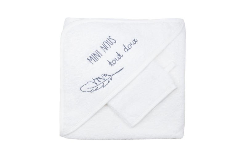 Σετ Μπουρνούζι με Κάπα και Γάντι 70x70cm Λευκό - Trois Kilos Sept