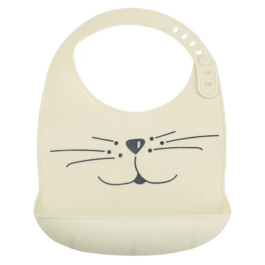 Σαλιάρα σιλικόνης Cat μπεζ της Trois Kilos Sept