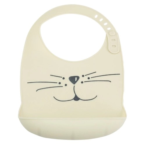 Σαλιάρα σιλικόνης Cat μπεζ της Trois Kilos Sept