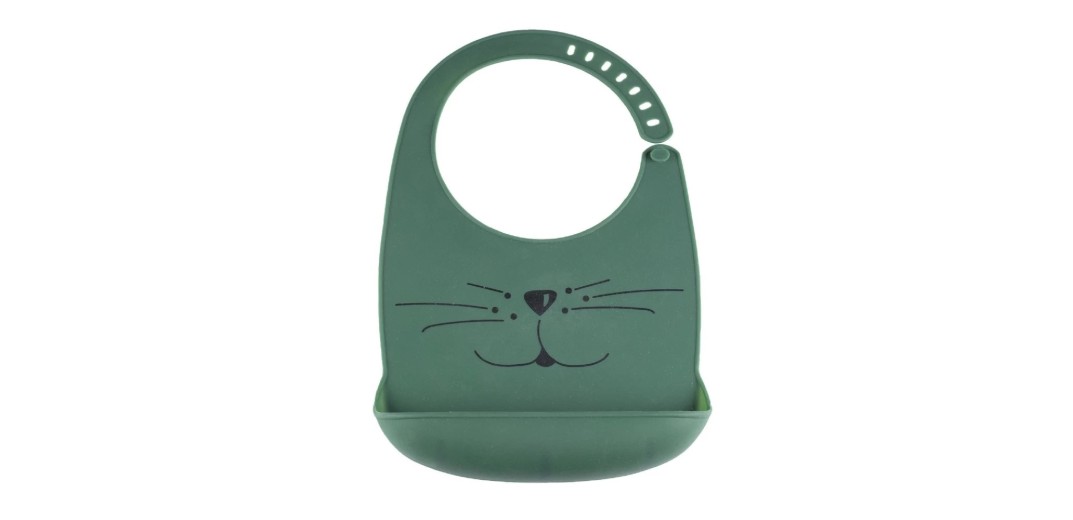 Σαλιάρα σιλικόνης Cat πράσινο της Trois Kilos Sept