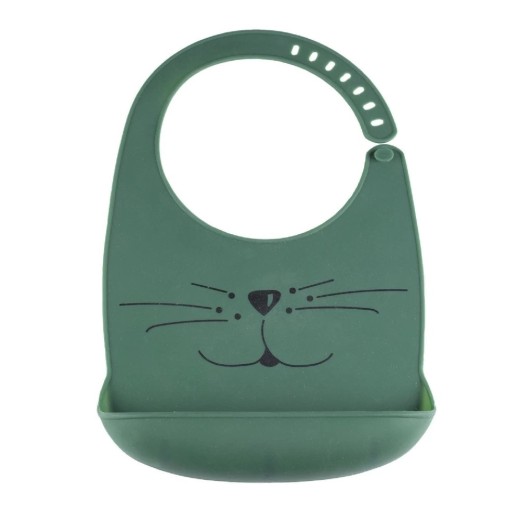 Σαλιάρα σιλικόνης Cat πράσινο της Trois Kilos Sept