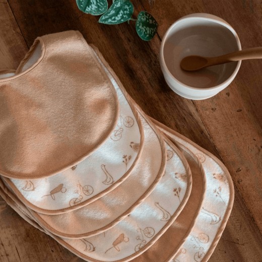 Σετ 6 Σαλιάρες Πετσετέ - Μπεζ/Καφέ/Λευκό - Trois Kilos Sept