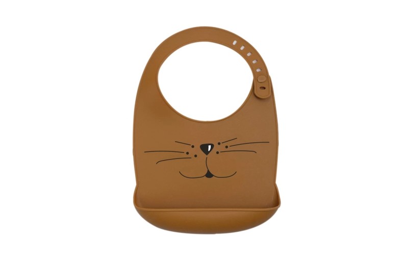 Σαλιάρα σιλικόνης Cat σοκολά της Trois Kilos Sept