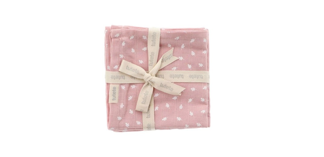 Σετ 2 Πάνες Μουσελίνας Leaves Ροζ Tutete