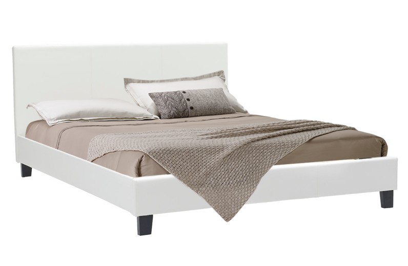 Κρεβάτι Nevil pakoworld 150x200 PU χρώμα λευκό ματ