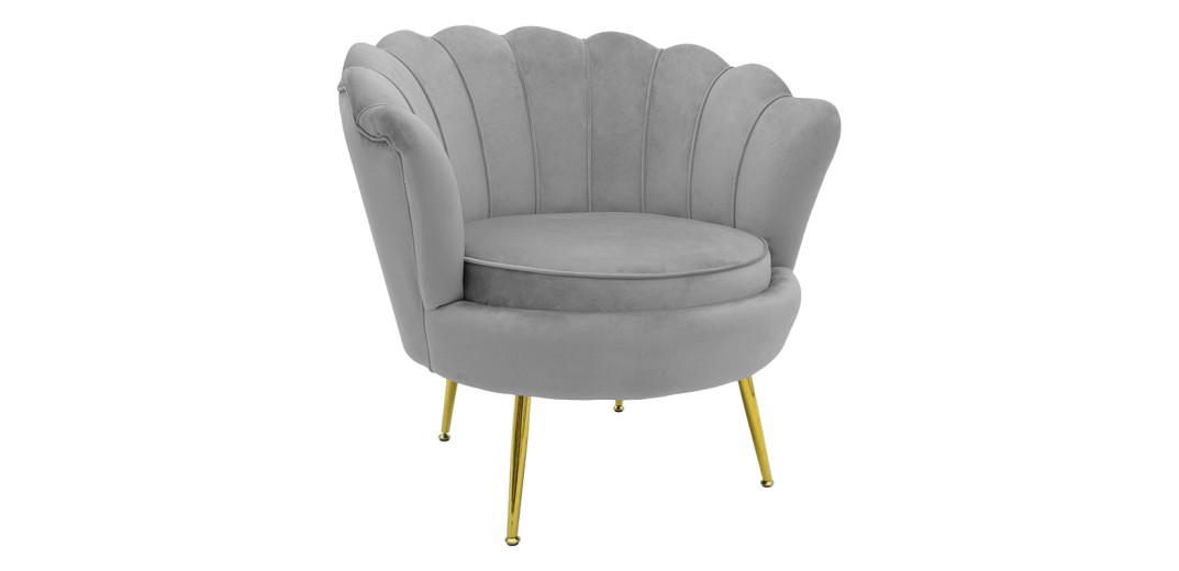 Πολυθρόνα Daimon pakoworld βελούδο γκρι-χρυσό 79x74x78εκ