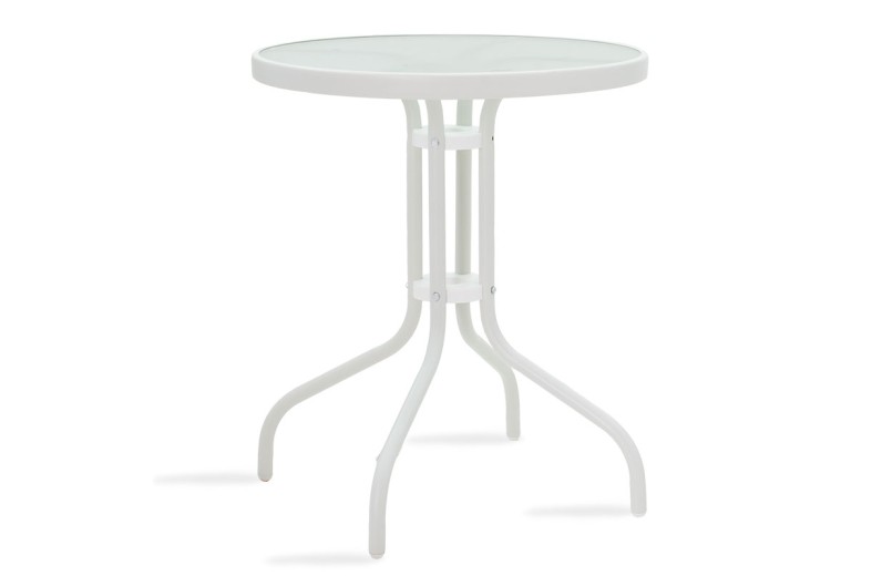 Τραπέζι Watson pakoworld μέταλλο λευκό-γυαλί Φ60x70εκ