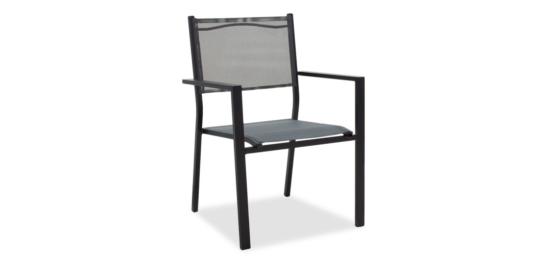 Πολυθρόνα Moly pakoworld αλουμίνιο μαύρο textilene ανθρακί